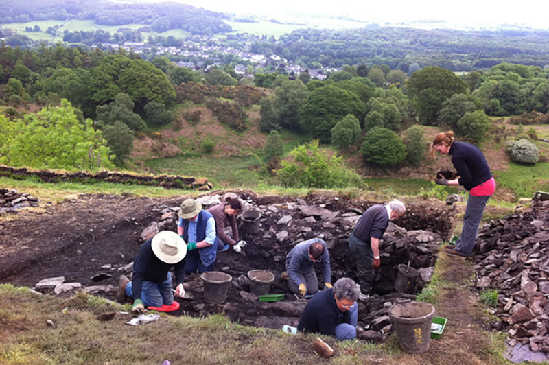 Training local volunteers during the Galloway Picts Dig at Trusty's Hill