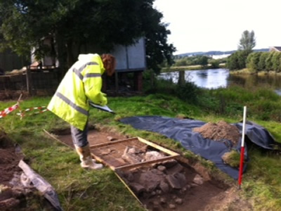 Planning the watergate foundations at Cambuskenneth Abbey