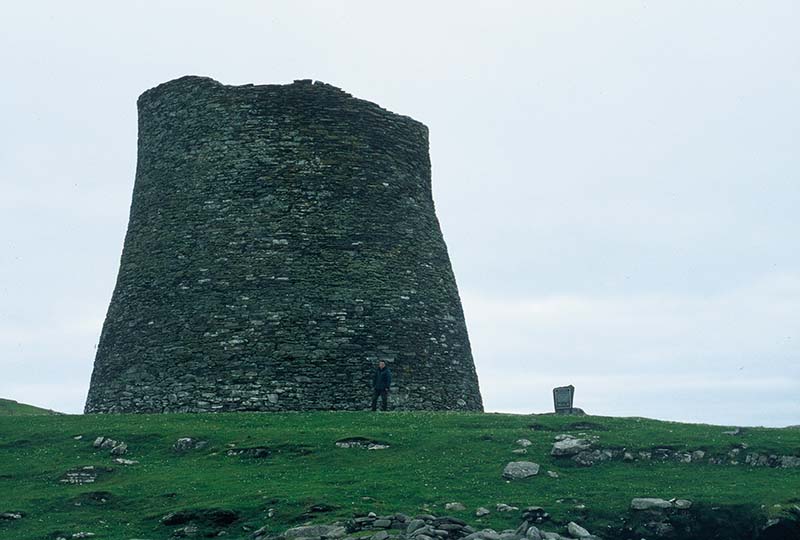 Mousa Broch in Shetland, the best preserved example of a type of site entirely unique to Iron Age Scotland