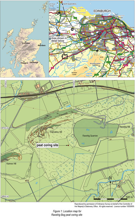 Location of Ravelrig Bog