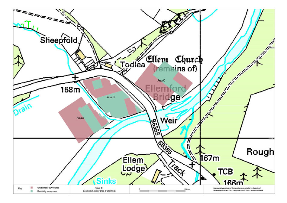 Figure 6: Location of survey grids at Elmford