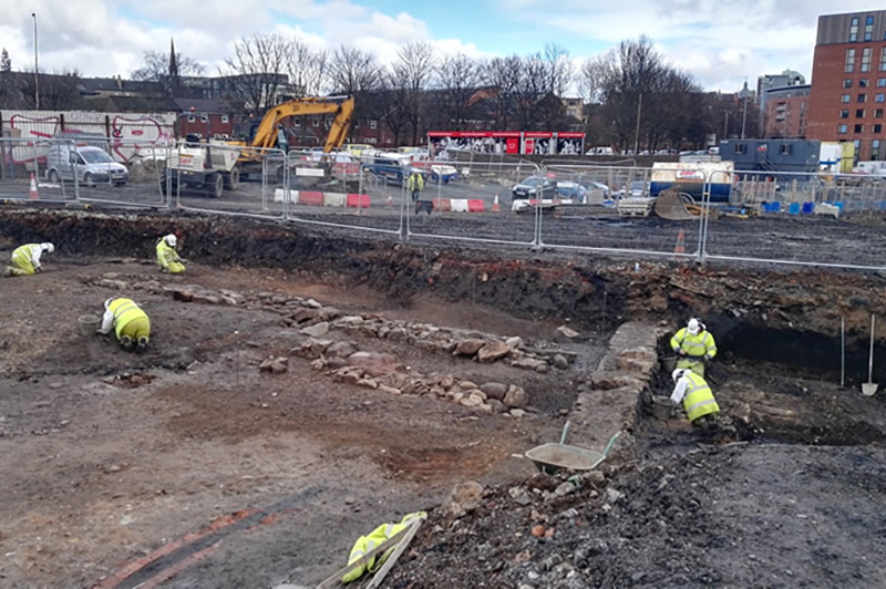 Excavation of Partick Castle walls and ditch © GUARD Archaeology Ltd